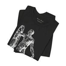 The Man Without Skin, Art By Andreas Vesalius, Spooky Vintage T-Shirt, Horror T-Shirt, Medical, Creepy, Anatomy, Unisex Jersey Short Sleeve T-Shirt - 黑色 - 查看 2