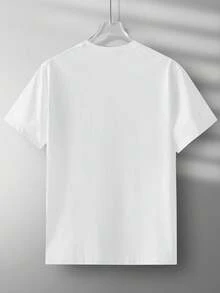 615, Men's T-Shirt, Summer, Men's Sports T-Shirt, Micro-Elastic Knit Fabric, Printed T-Shirt, Regular Fit, Micro-Elastic Clothing, Printed T-Shirt, Casual Style, Summer T-Shirt - 白色 - 查看 2