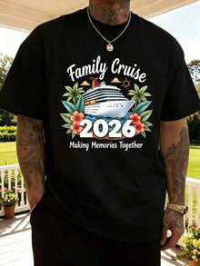 Camisetas Blancas, Viaje de Vacaciones en Crucero Familiar 2026, Camisetas a Juego para la Familia, Regalo para Crucero, Camisetas de Manga Corta con Cuello Redondo para Mujer, Camisetas Gráficas de Moda para Mujer, Camisetas Gráficas para Hombre y Mujer, Regalo para el Día de San Valentín, Camisetas de Verano Unisex, Camisetas Casuales Vintage de Algodón Estampadas para Parejas - Negro - Ver 1