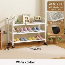 1pc Multi-Tier Large Capacity Waterproof Plastic Shoe Rack, Minimalist White Grid Storage Shoe Organizer, Portable Multi-Layer Entryway Shoe Rack, Multifunctional Shelving Unit With Casters For Bedroom, Bathroom, Closet, Hallway - Multicolor - View 10