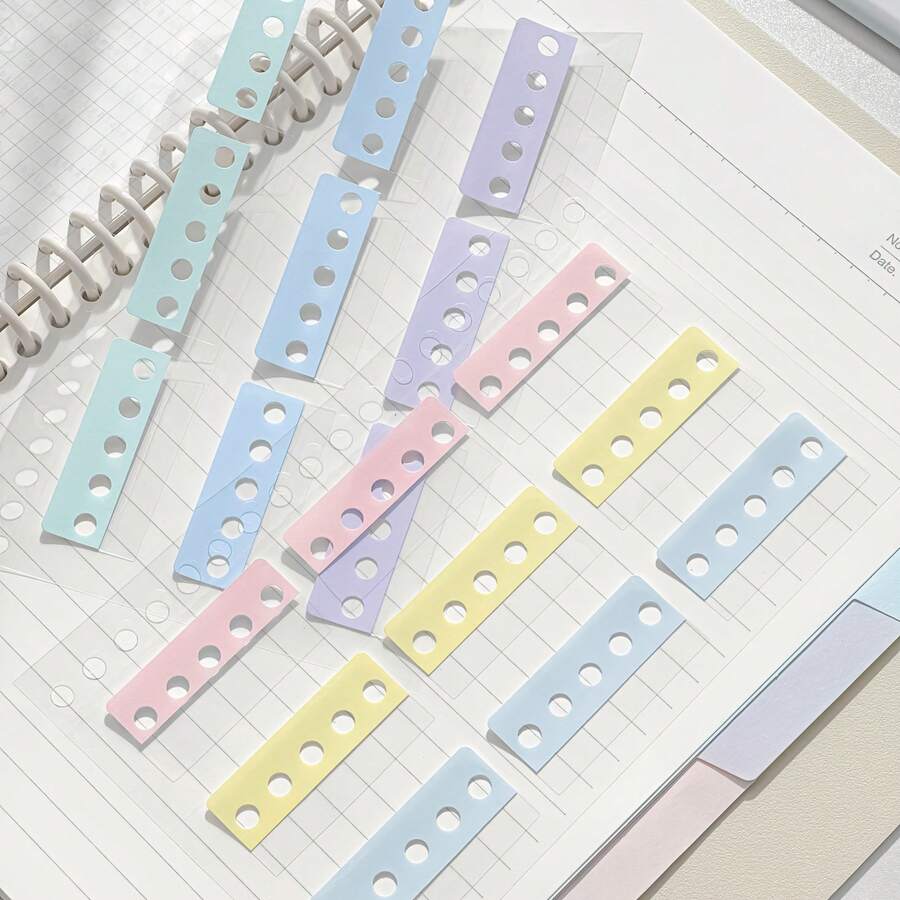 18入/包 自黏式圓孔裝訂鉤 - 適用於DIY筆記本、日記本和相片卡收納盒散頁收納標籤，聚酯纖維材質，耐用收納材料 - 均碼 - 查看 1