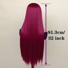 1pc Ladies' Fashionable Lace Front Wig, Middle Part, 100% Heat Resistant Fiber, Full Density, Universal Fit, Black Straight Synthetic Wig With 13*4x1 Lace Area - Multicolor - View 9