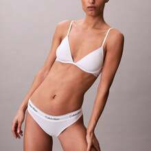 Calvin Klein Icon Cotton Modal Ultralight Lightly Lined Plunge Bra QF8665 Underwear  Women  Bras + Bralettes - trắng - Xem 6