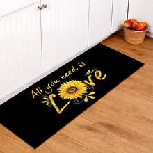 1pc Sunflower Pattern Printed Doormat, Silica Gel Kitchen Carpet, Kitchen Mat, Rug, Easy To Clean, Rectangular Printed, Suitable For Living Room, Bedroom, Hallway, Bathroom, Laundry Room - Polyester Carpet, Suitable For Indoor And Outdoor Home Decor - Multicolor - View 1