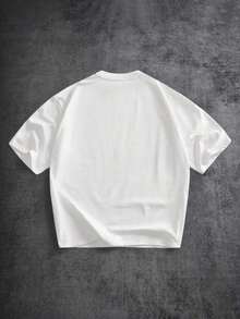 T-shirt blanc à manches courtes avec imprimé de lèvres et ornements de strass dentaires, style délavé et décontracté, adapté au printemps/été, un cadeau amusant pour - Blanc - Voir 5