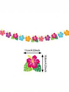 1pc Hawaiian Style Floral Decorative Banner, Suitable For Wedding, Birthday, Holiday, Summer Beach, Bar Pool Party And Flag Decoration, Summer Beach Party Decor, Photo Prop - One Size Fits All - View 6