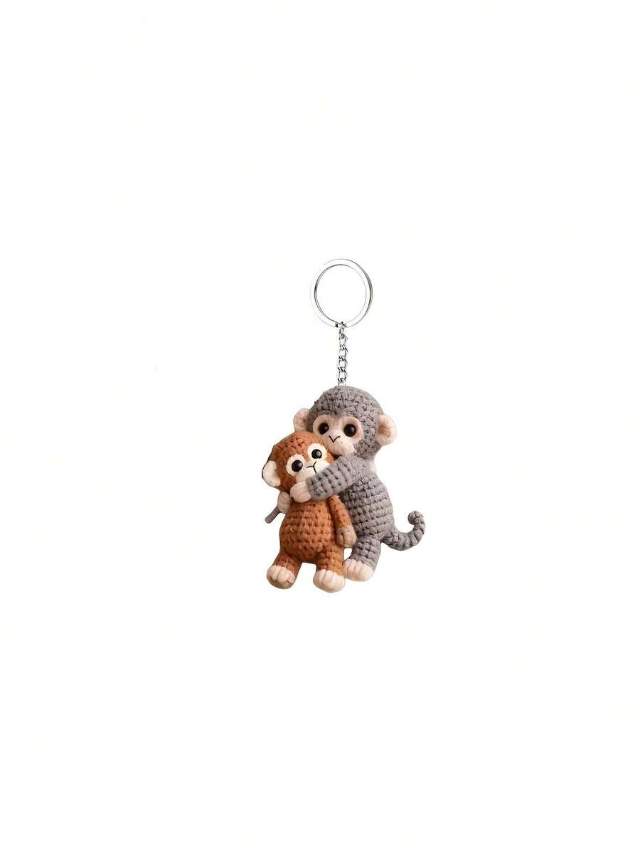 Monkey Key 2D 手工可愛猴子鑰匙圈,適合背包、錢包,鑰匙圈禮物,居家必備小品,小型派對禮物,送給動物愛好者的美感禮物 - 查看 1