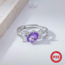 925 Sterling Silver Zirconia Inlaid Flower Petal Hollow Design Luxury Women's Open Ring, Elegant For Daily, Party, Holiday, Gift For Lover, Friend, Family - Silver - View 7