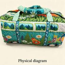 Large Canvas Camping Overnight Travel Bag, Hippie Journey Quilted Duffel Bag, Stylish Women's Large Capacity Weekend Bag, Overnight Luggage Bag Gym - màu xanh lá - Xem 11