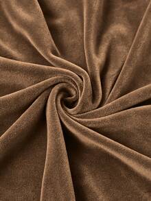 1pc Velvet Drawstring Solid Color Home Decor Sofa Seat Cushion Cover - Khaki - View 4