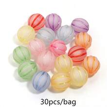 100/30/10颗/包 哑光亚克力南瓜珠，8-20毫米混色隔珠，适用于珠宝制作、手机挂饰、手链等 - 彩色 - 查看 12