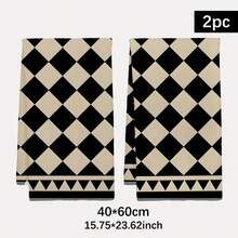 2pcs Geometric Pattern Printed Microfiber Kitchen Towels, 40*60cm Absorbent Dish Cloths, Suitable For Kitchen, Bathroom, Housewarming Gifts, High Value - Multicolor - View 12