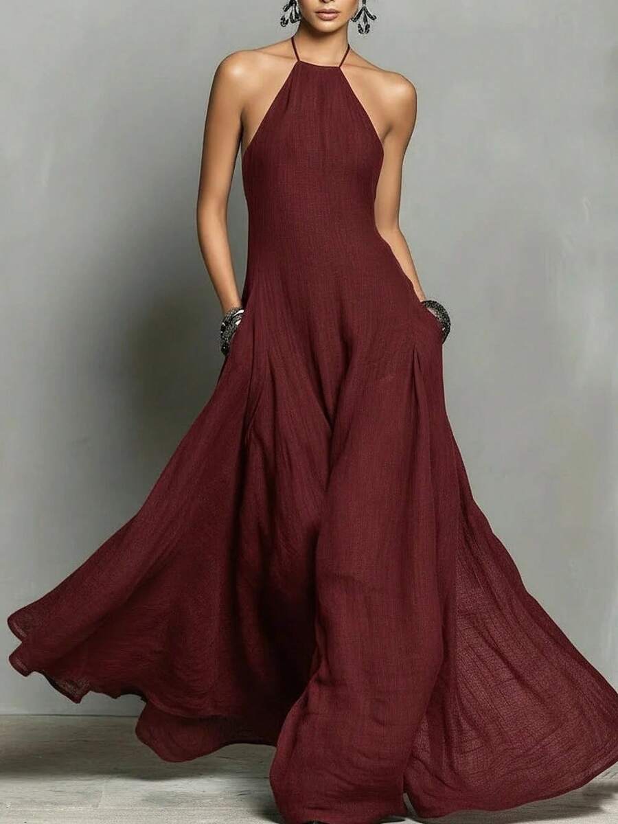 Women's Summer Dress 2026, Sexy, Minimalist, Halter Neck, Backless, Fitted, For Beach Vacation - 紅色 - 查看 1