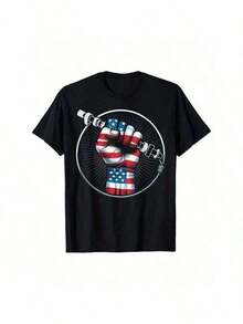 Patriotic US Flag Graphic T-Shirt For Men And Women - 100% Cotton, Short Sleeve Black With American Flag Design, Casual Outdoor And Everyday Wear, Sizes S-XXXL, American Flag Clothing - 黑色 - 查看 11