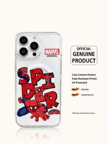 Miniso Marvel Spider-Man Iron Man Cartoon Men's Phone Case With Magnetic Charging Function, Compatible With IPhone 17 Pro Max/17 Pro/Air/16 Pro Max/15 Plus/14/13/17/15Pro/12 Pro/11/16 Plus,XR Apple Shockproof Scratch-Resistant Protective Case - Clear - View 1