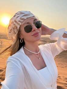 Women's Large Square Satin Scarf 90x90 Elegant Fashion Bandana For Hair And Neck - L7-Cáqui - 查看 7