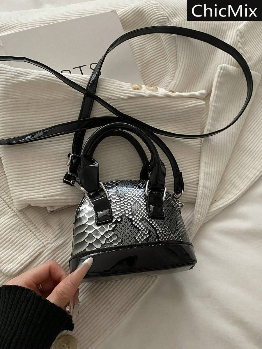 經典百搭印花迷你拼接個性化手提包，優雅百搭貝殼造型女款斜肩包，適合購物、錢包、購物、年輕女性、大學生、職場新人及白領人士。非常適合辦公室、大學、工作、商務、通勤、戶外活動、旅行和出遊