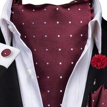 Men Wine Red Dot Pattern 4-In-1 Suit Accessory Set, Random Design Cufflinks Elegant Decor For Banquet Party Holiday Ceremony - Burgundy - View 2