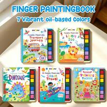 beartale Princess Finger Painting Coloring Book Set, 30 Pages DIY Art Craft With 7-Color Ink Pad, Montessori Toys, Kids Arts & Crafts Supplies, Cute Graffiti Painting Paper Book, Fun Travel Games, Back To School, Birthday Gift Toys For Girls Boys - Multicolor - View 2