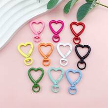 5 piezas Anillos de llave con broche de langosta en forma de corazón giratorio de colores, conector de resorte, hebilla de resorte en forma de corazón rojo pequeño, accesorios de joyería DIY, anillo abierto de corazón esmaltado para llavero, adecuado para bolsos, correas de perro, llaves, fabricación de joyería DIY - llavero de amor - Ver 4