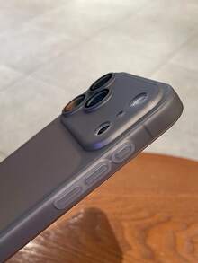1pc Minimalist Solid Dark Gray Semi-Transparent Matte Soft TPU Phone Case, Covers, Built-In Integrated Tempered Glass Lens Protector, Simple Business . Neutral Cold . Premium Texture Style, Integrated Lens Protection, Dustproof, Scratch-Resistant, Anti-Fingerprint Full Coverage Shockproof Protective Cover, Suitable For Men And Women - Black - View 8