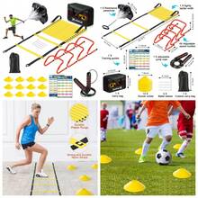 Agility Ladder Speed Training Equipment Set-20ft Agility Ladder,12 Soccer Cones,4 Hurdles, Jump Rope, Running Parachute| Basketball Football Soccer Training Equipment For Kids Youth Adults - Yellow - View 2