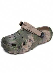 Men's Summer Breathable Contrast Color Perforated EVA Hollow Out Hook And Loop Casual Sandals - Khaki - View 10