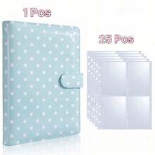1pc A5 Size Korean Style Loose Leaf Card Holder, 25 Pages, 4 Card Slots, 200 Card Slots, PU Leather Cover, Convenient For Card Organization - Multicolor - View 26