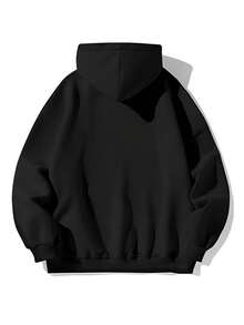 Hoodie For Women, A Fun And Casual Printed Hoodie That Easily Creates A Laid-Back And Romantic Look. This Drawstring Hooded Sweatshirt Is Comfortable To Wear And Suitable For Daily Commuting, Casual Outings, And Vacations. It Is An Ideal Choice For Women In The Autumn And Winter Seasons - 黑色 - 查看 3