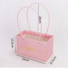 1pc Kraft Paper Flower Gift Bag, Bouquet Bag With Handle, Small Paper Bag Handbag, Waterproof Lining, Used For Flower Arrangement, Party Gifts, Packaging - View 3