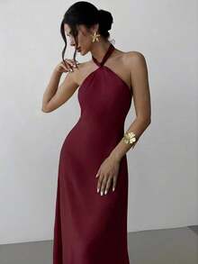 MEXFirerie Vestido suelto sin mangas y con espalda descubierta de color marrón, elegante y casual, adecuado para vacaciones, playa y atuendo de veranoMEX T1VT - Burdeos - Ver 5
