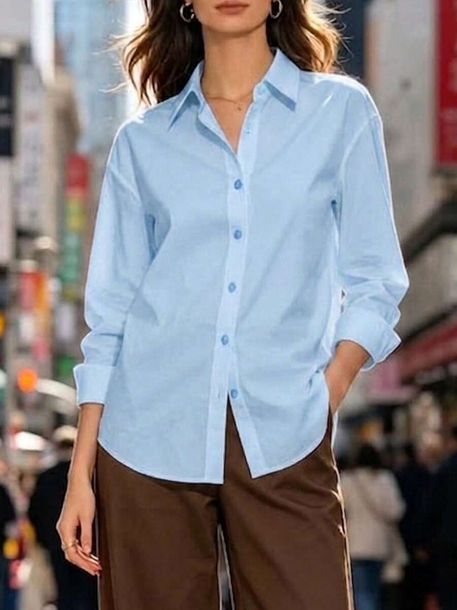 Women's Fashion Shirt - Baby Blue - View 1