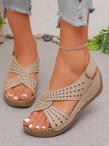 Sandalias de plataforma de verano para mujer, nuevas, cómodas y sin fatiga, minimalistas, ligeras, elegantes y adecuadas para bodas, fiestas y uso diario, con suelas hechas a mano - Beis - Ver 5