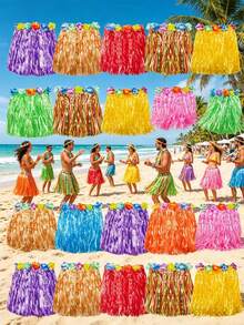 6 chiếc váy cỏ Hawaii, nhiều màu sắc, váy hoa Hula Hawaii có đai lưng dễ mặc, thích hợp cho các bữa tiệc theo chủ đề Hawaii, khiêu vũ, biểu diễn, sự kiện, lễ hội, trò chơi, cổ vũ, hóa trang, cosplay, màu ngẫu nhiên. - Nhiều màu - Xem 4