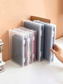1pc Transparent Plastic Storage Box, Rectangular Plastic Desktop Skincare & Cosmetic Organizer Box, Simple Storage Box With Lid - Space-Saving Design, Suitable For School Supplies And Desk Organization, Durable ABS Material, Ideal For Home And Office Use, Desk Organizer | Stylish Storage Box | Durable Plastic Box, Desk Storage Box - Storage Box - View 8