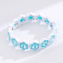 1pc Fashion Mocha Color Ice Flower Bracelet, Candy Color Glass Crystal Alloy Elastic Bangle, Holiday & Thanksgiving Gift - Ice Flower Bracelet - View 26