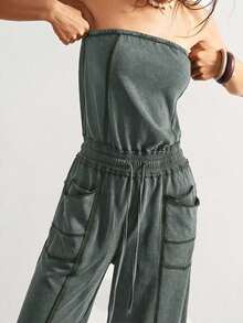 Mono de punto para mujer SUN con bolsillos y cordón ajustable - Verde militar - Ver 8