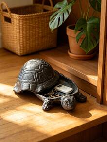 1pc Cast Iron Turtle Shaped Hidden Key Storage Box - Outdoor Key Hiding Box, Decorative Garden Sculpture, Hidden Space For Storing Spare Keys, Compact Hidden Design, Suitable For Home, Yard And Patio - A - View 2