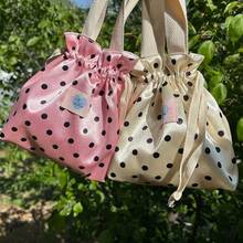 Polka Dot Drawstring Bag, Large Capacity Handheld Portable Pouch, Cosmetic Storage Bag, Travel Makeup Organizer - Multicolor - View 7