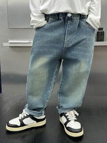 幼童夏季牛仔長褲 夏季時尚新款 - 藍色 - 查看 1