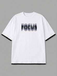 GRDR 男士夏季經典 2 合 1 極簡圓領短袖 T-Shirt，休閒時尚通勤百搭 - 白色 - 查看 5