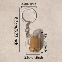 5 piezas Mini llaveros de taza de bubble tea, dijes de taza coloridos, que incluyen llavero, anillo para llave, decoración de mini taza de bubble tea, manualidades DIY para llaveros, bolsos, mochilas, regalo pequeño y lindo - Llavero de taza de té con leche - Ver 2