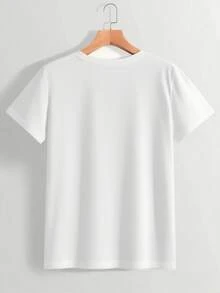 Men's Short-Sleeved T-Shirt, Casual Sporty Style, With Modern Prints, Stretchy And Comfortable, Suitable For Sports, Travel And Everyday Leisure Time - Regular Fit, Round Neck, Knit Fabric, Printed T-Shirt, Comfortable Fit, Plus Size. - 白色 - 查看 2