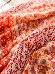 1pc Sunscreen Shawl Scarf, Vintage Floral Pattern Scarf, For Travel To Lijiang - Pink Orange - View 7
