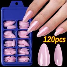 120-Piece French Manicure Set In 9 Colors, Short Square Style, Full Coverage Press-On Nails In Summer Pink And Glossy Brown. - Blue and White - View 12