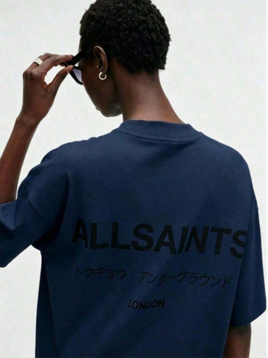 ALLSAINT London Japanese Streetwear T-Shirt, 100% Cotton, Casual, Comfortable, Durable, Unique Graphic Print, Double-Sided Print - 軍綠色 - 查看 1