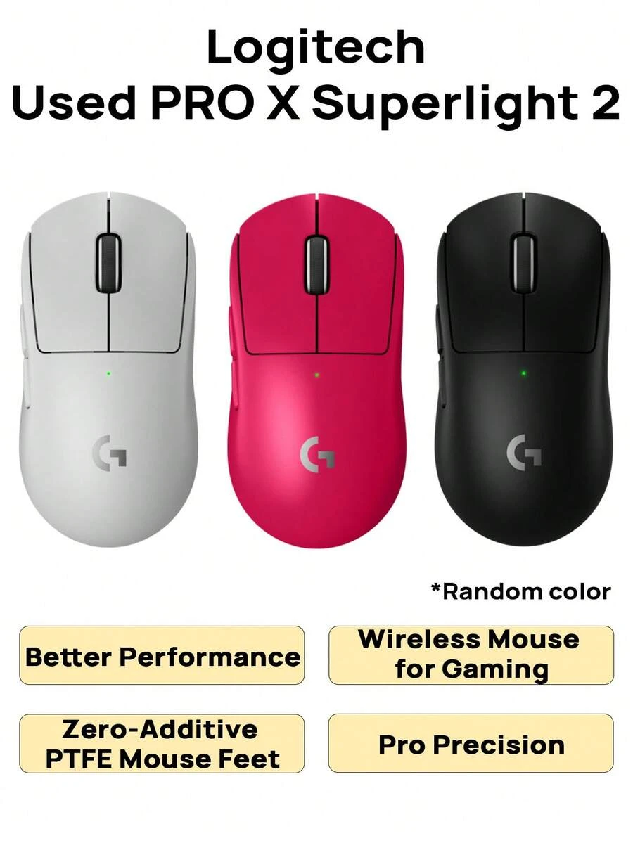 Logitech PRO X SUPERLIGHT 2 99新無線遊戲滑鼠，60g輕量化設計，最高44000DPI，輪詢率最高8KHZ，適用於 PC/Mac，USB-C 充電（顏色隨機出貨） - 查看 1