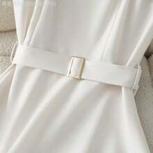 Fengyu Women's Clothing Store  Vestido corto negro y blanco para mujer, primavera/verano - Blanco y Negro - Ver 4