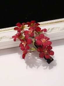1pc Cherry Blossom Branch Hair Clip, Premium,Hair Barrettes,Hair Claws - 66254 Wine Red - View 3