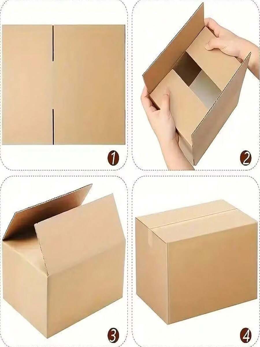瓦楞紙郵寄箱,牛皮紙運輸箱,適用於日常包裝、搬家、運輸和郵寄,適用於批發和零售包裝,堅固耐用,大批量包裝的加強型瓦楞紙板箱,加厚硬化材質箱,可重複使用,用於儲存、禮品盒、郵寄、儲存、包裝和運輸的瓦楞紙板箱 - 彩色 - 查看 1
